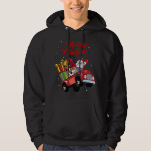 Icelandic Sheepdog With Santa Claus In Red Truck D Hoodie