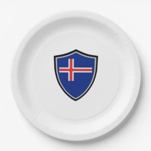 Icelandic shield flag paper plate