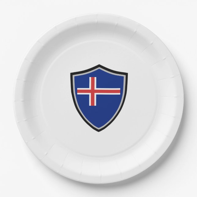 Icelandic shield flag paper plate (Front)