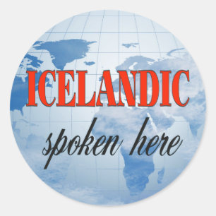 Icelandic spoken here cloudy earth classic round sticker