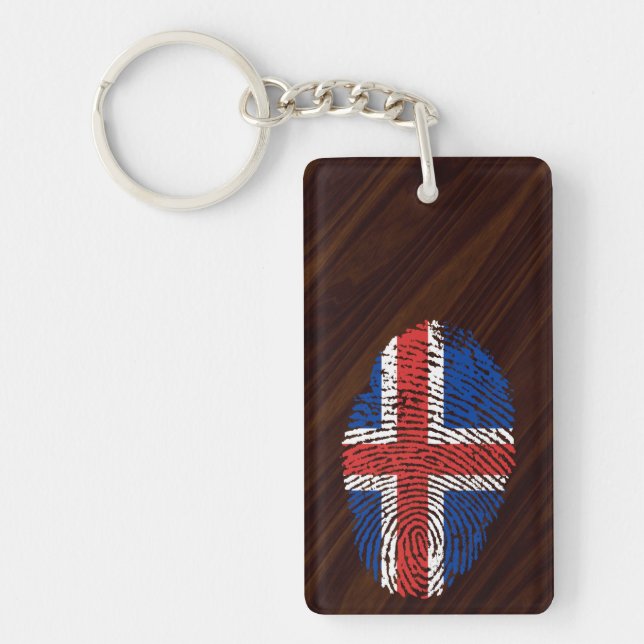 Icelandic touch fingerprint flag key ring (Front)