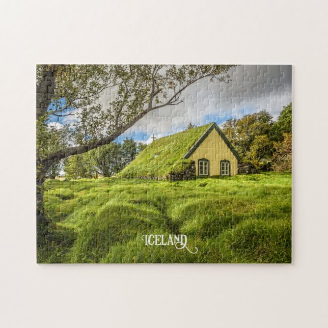 Icelandic Turf Church Jigsaw Puzzle (Horizontal)