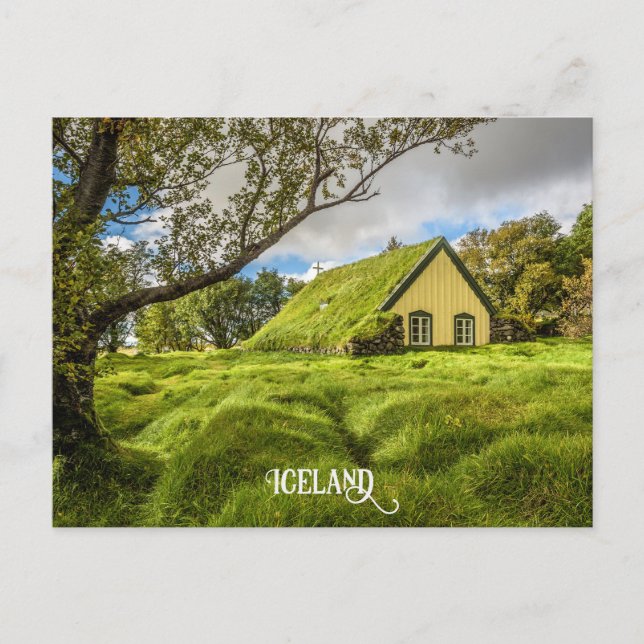 Icelandic Turf Church Postcard (Front)