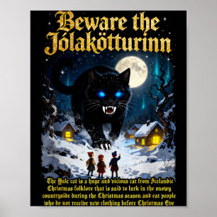Icelandic Vintage Beware Jolakotturinn Yule Cat Ch Poster