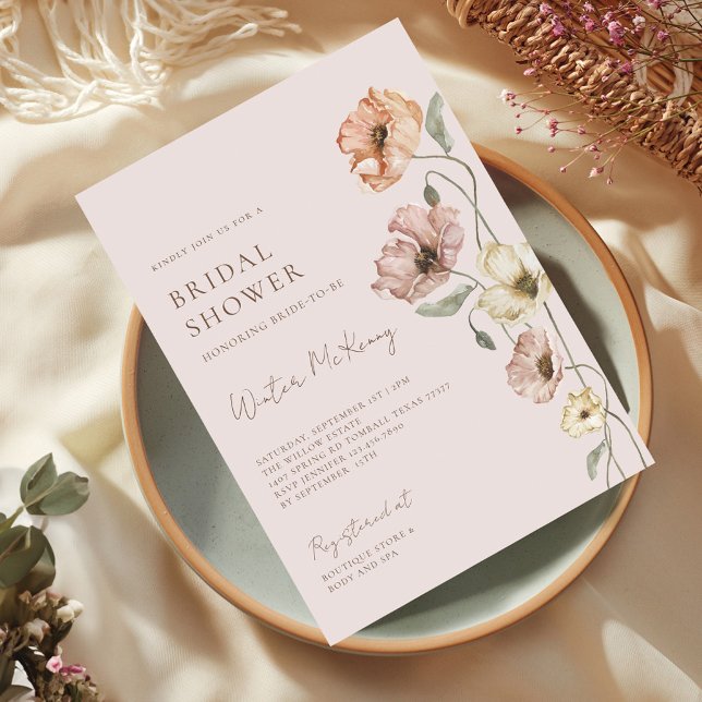 Icelandic Watercolor Iceland Poppy Bridal Shower Invitation (Icelandic Watercolor Iceland Poppy Bridal Shower Invitation)