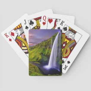Icelandic Waterfall Green Nature Photo Playing Cards