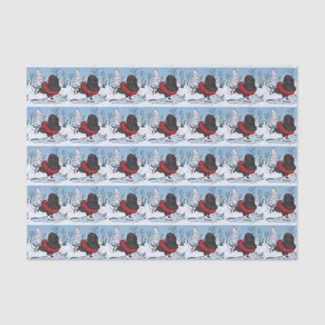 Iceskating Newfoundland Puppy Winter Wonderland Tissue Paper (Front)