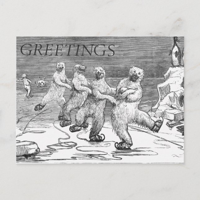 ICESKATING POLAR BEARS POSTCARD (Front)