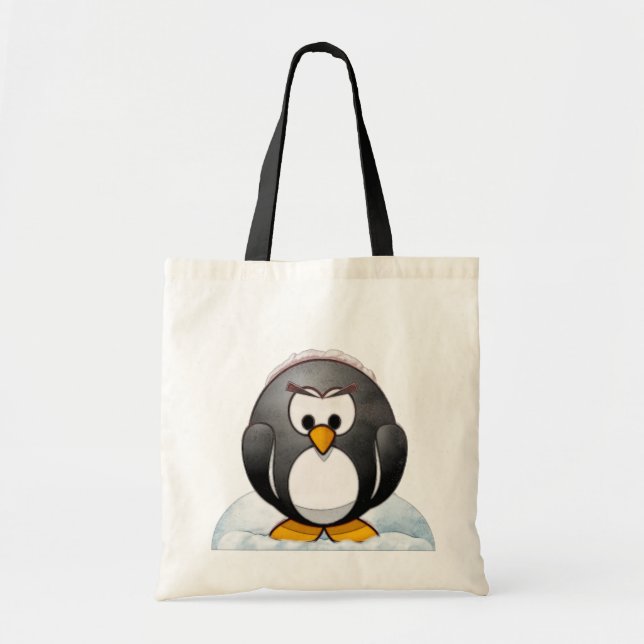 Icey Penguin Cartoon Tote Bag (Front)