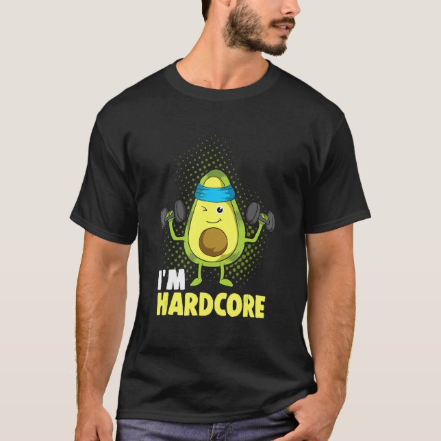 Ich Bin Hardcore Avocado Fitness Dumbbells T-Shirt (Front)
