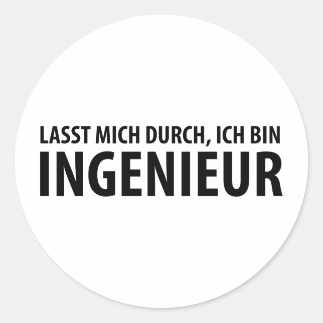 Ich bin Ingenieur icon Classic Round Sticker (Front)