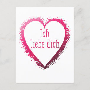 Ich liebe dich, I love you in German in pink Postcard