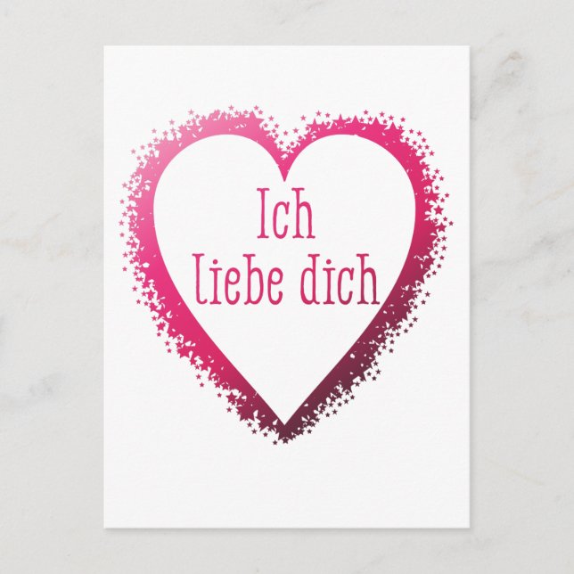 Ich liebe dich, I love you in German in pink Postcard (Front)