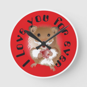 Ich liebe meinen kleinen Hamster Uhr Round Clock