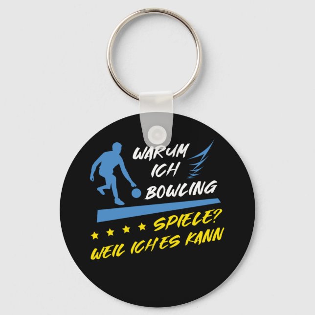 Ich Spiele Bowling Bowler Bowling Ball Strike Gift Key Ring (Front)