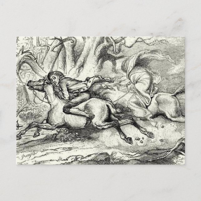 Ichabod Crane Running Away Postcard (Front)