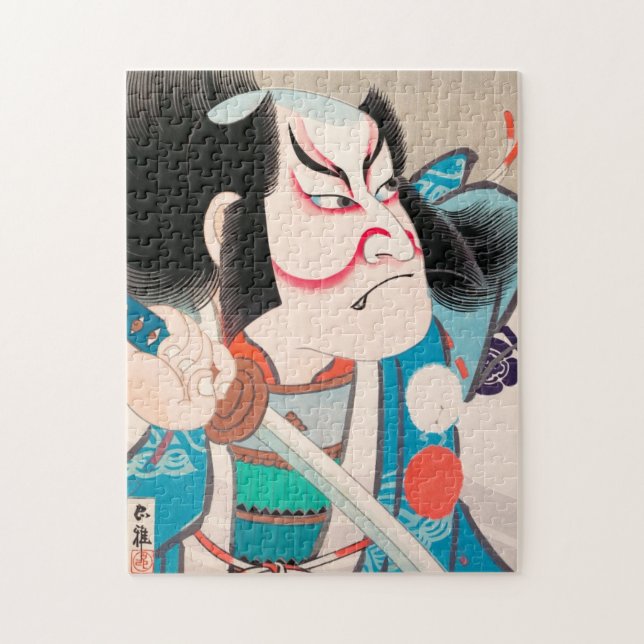 Ichikawa Danjuro kabuki samurai warrior tattoo art Jigsaw Puzzle (Vertical)
