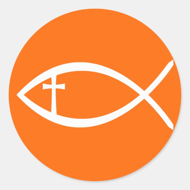 Ichthus Christian Fish Classic Round Sticker (Front)