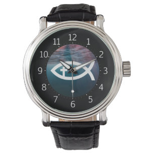 Ichthus   Christian Fish Crucifix Symbol Watch