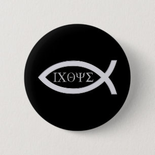 Ichthus - Christian Fish Symbol 6 Cm Round Badge