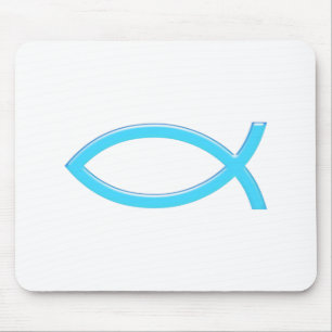 Ichthus - Christian Fish Symbol - Blue Mouse Mat
