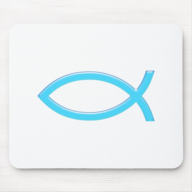 Ichthus - Christian Fish Symbol - Blue Mouse Mat (Front)