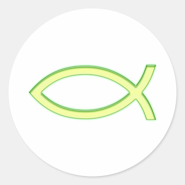 Ichthus - Christian Fish Symbol - Light Green Classic Round Sticker (Front)