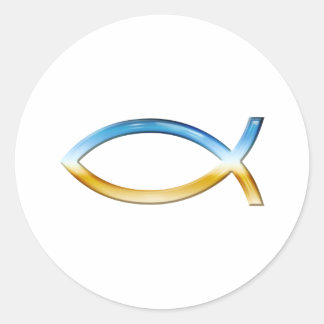 Ichthus - Christian Fish Symbol Sky & Ground Classic Round Sticker