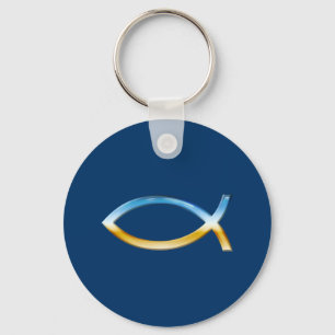 Ichthus - Christian Fish Symbol  Sky & Ground Key Ring
