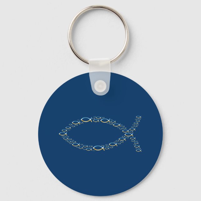 Ichthus - Christian Fish Symbol  Sky & Ground Key Ring (Front)