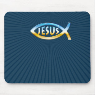 Ichthus - Christian Fish Symbol Sky & Ground Mouse Mat