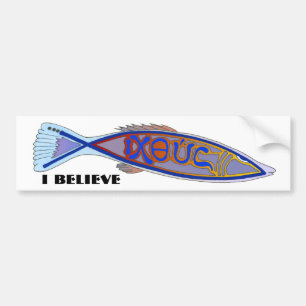 ICHTHUS Fish: I BELIEVE Bumper Sticker