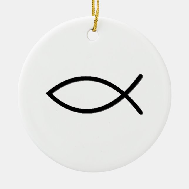 Ichthus Fish Symbol Ceramic Tree Decoration (Front)
