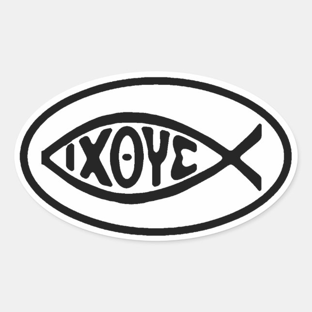 Ichthus Fish Symbol Oval Bumper Stickers (Front)