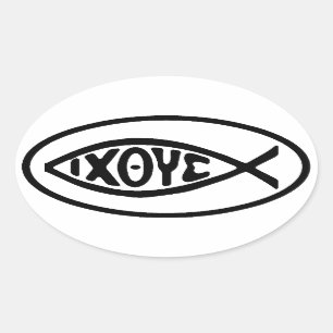 Ichthus Fish Symbol Oval Bumper Stickers