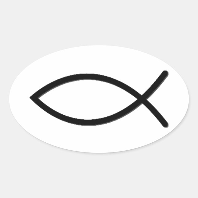 Ichthus Fish Symbol Oval Sticker (Front)