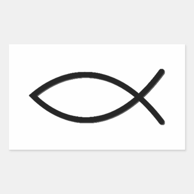 Ichthus Fish Symbol Rectangular Sticker (Front)