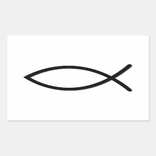 Ichthus Fish Symbol Rectangular Sticker