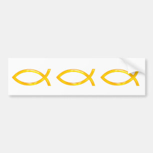 Ichthus   Golden Christian Fish Symbol Bumper Sticker