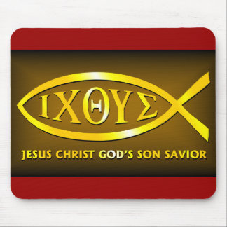 ICHTHUS: Jesus Fish Symbol Mouse Mat