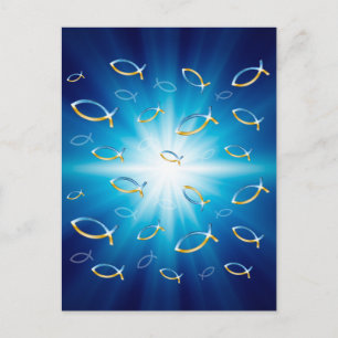 Ichthus Pattern   Christian Fish Symbol Postcard