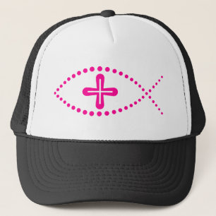 Ichthus Pink Christian Fish Trucker Hat