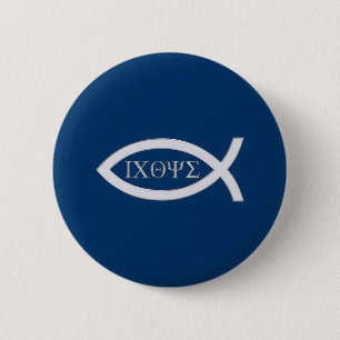 Ichthys - Christian Fish Symbol 6 Cm Round Badge