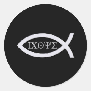 Ichthys   Christian Fish Symbol Classic Round Sticker