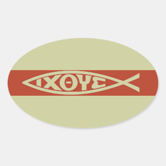 Ichthys (Christian Fish Symbol) Oval Sticker