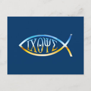 Ichthys Christian Fish Symbol Sky & Ground Postcard