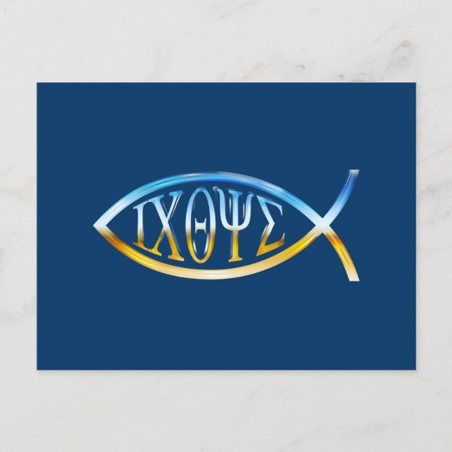 Ichthys | Christian Fish Symbol | Sky & Ground Postcard (Front)