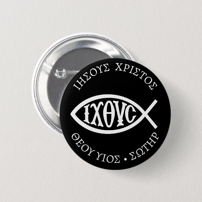 Ichthys Christian Symbol 6 Cm Round Badge (Front & Back)