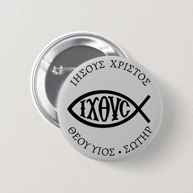 Ichthys Christian Symbol 6 Cm Round Badge (Front & Back)