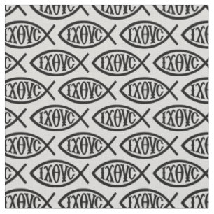 Ichthys Christian Symbol Pattern Fabric